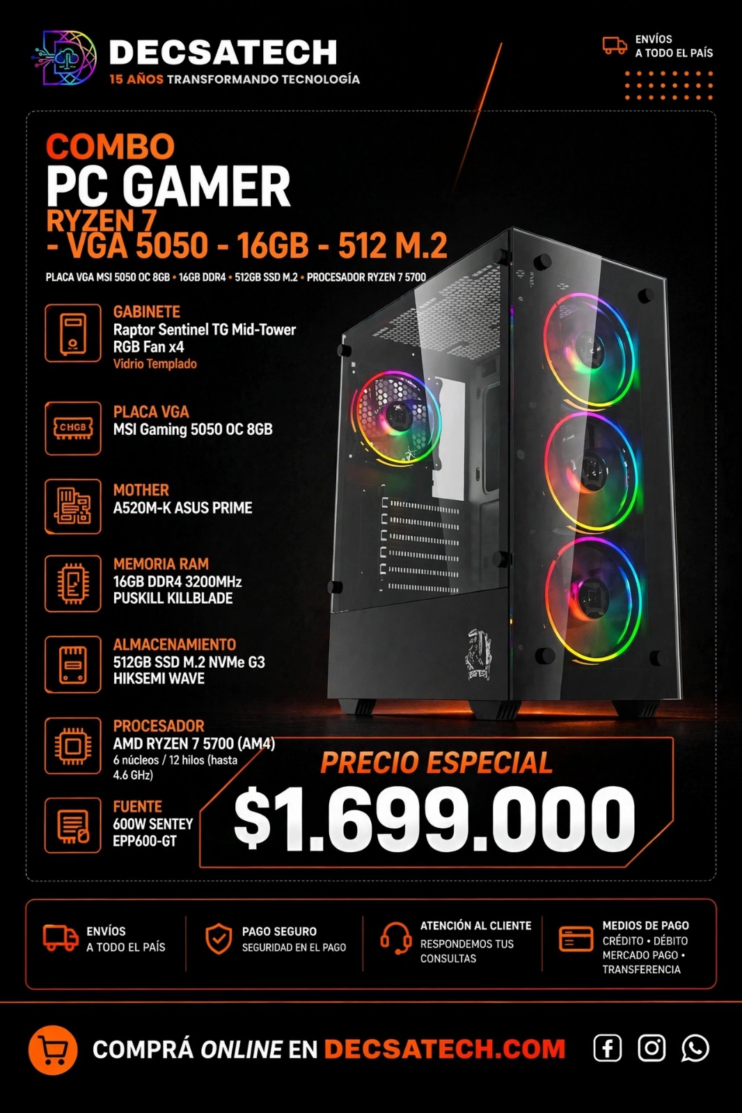 PC GAMER RYZEN 7 - VGA 5050