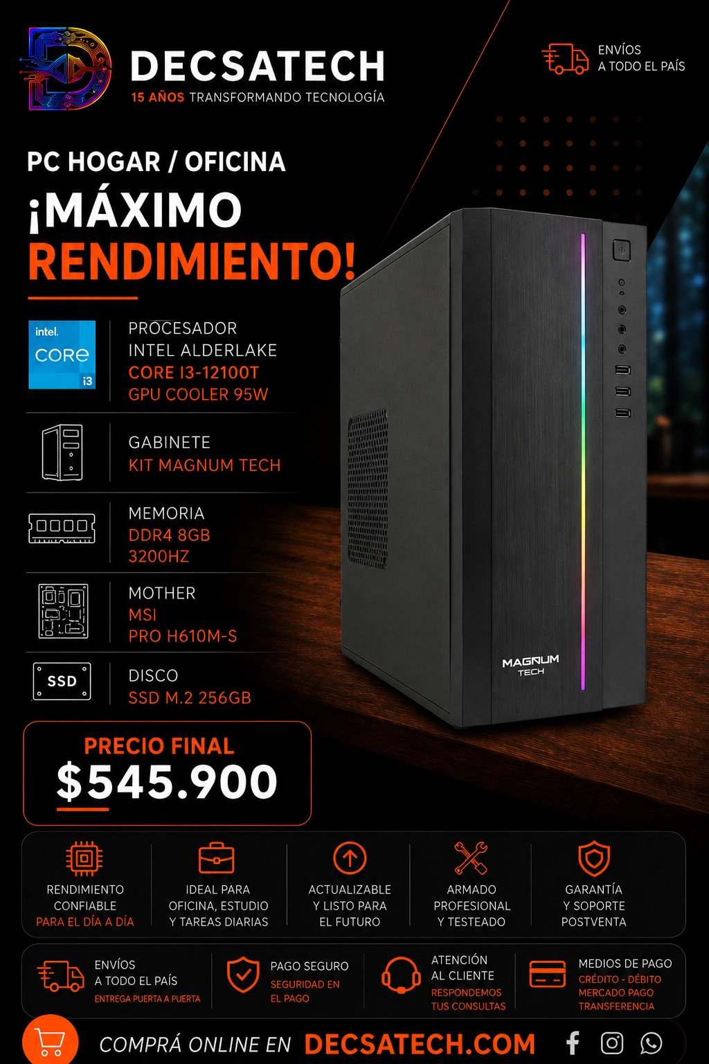 PC HOGAR / OFICINA INTEL CORE i3-12100T